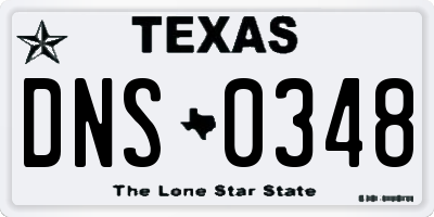 TX license plate DNS0348