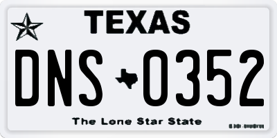 TX license plate DNS0352