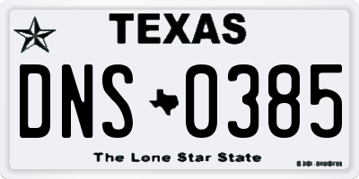 TX license plate DNS0385