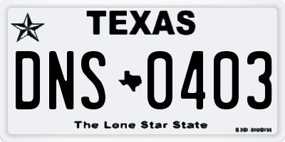 TX license plate DNS0403
