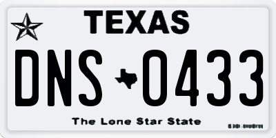 TX license plate DNS0433