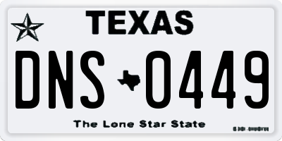 TX license plate DNS0449