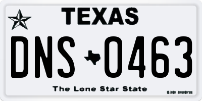 TX license plate DNS0463