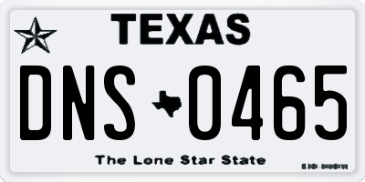 TX license plate DNS0465