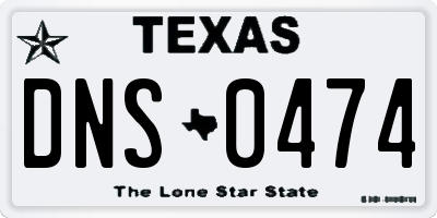 TX license plate DNS0474