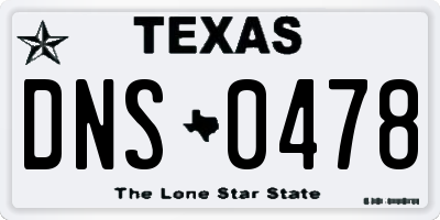 TX license plate DNS0478