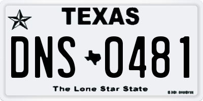 TX license plate DNS0481