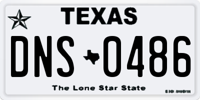TX license plate DNS0486