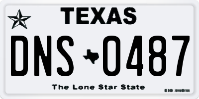 TX license plate DNS0487