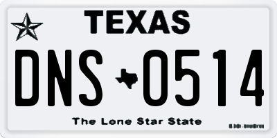 TX license plate DNS0514