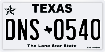 TX license plate DNS0540