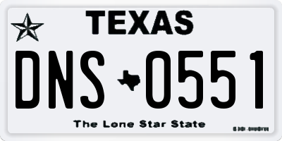 TX license plate DNS0551