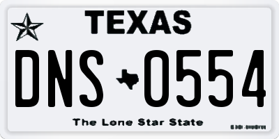 TX license plate DNS0554