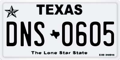 TX license plate DNS0605