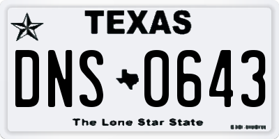 TX license plate DNS0643