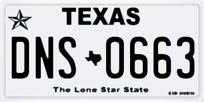 TX license plate DNS0663