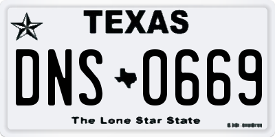 TX license plate DNS0669