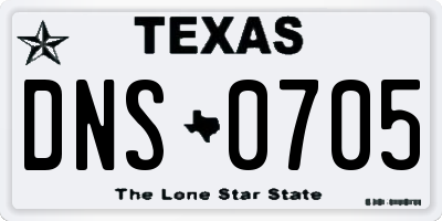 TX license plate DNS0705