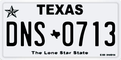 TX license plate DNS0713