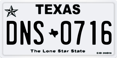 TX license plate DNS0716