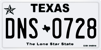 TX license plate DNS0728
