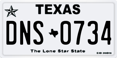 TX license plate DNS0734