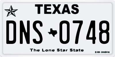 TX license plate DNS0748