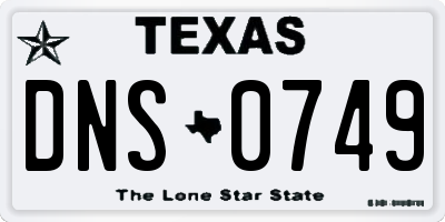TX license plate DNS0749