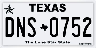 TX license plate DNS0752