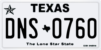 TX license plate DNS0760