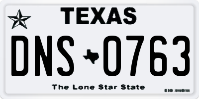 TX license plate DNS0763