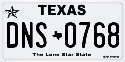 TX license plate DNS0768