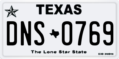 TX license plate DNS0769
