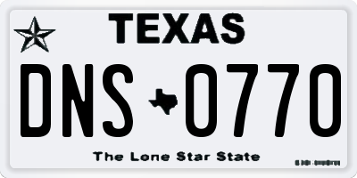 TX license plate DNS0770