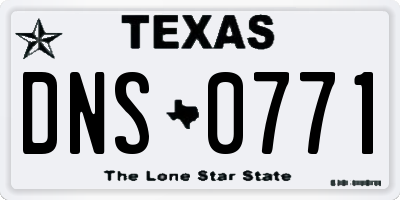 TX license plate DNS0771