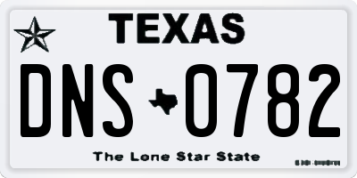 TX license plate DNS0782