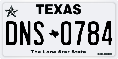 TX license plate DNS0784