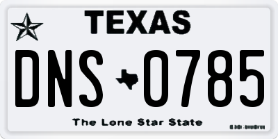 TX license plate DNS0785