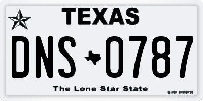 TX license plate DNS0787