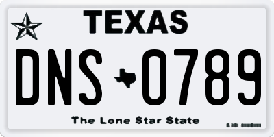 TX license plate DNS0789