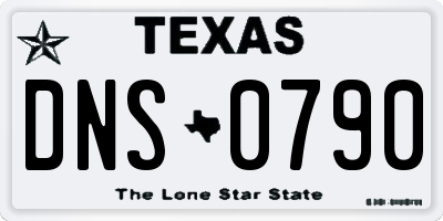 TX license plate DNS0790