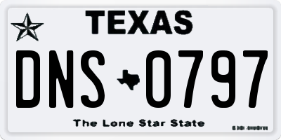 TX license plate DNS0797