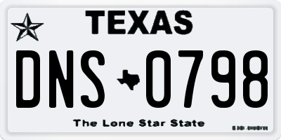 TX license plate DNS0798