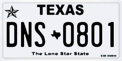 TX license plate DNS0801