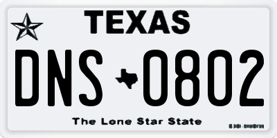 TX license plate DNS0802