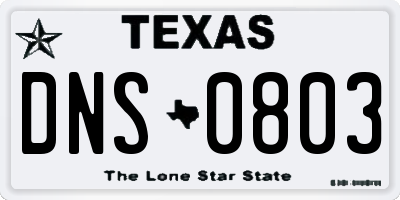 TX license plate DNS0803