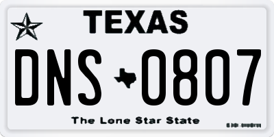 TX license plate DNS0807