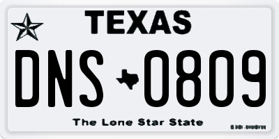 TX license plate DNS0809