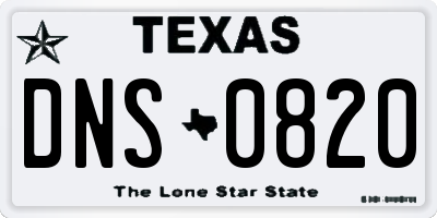 TX license plate DNS0820