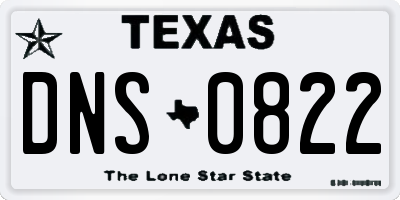 TX license plate DNS0822